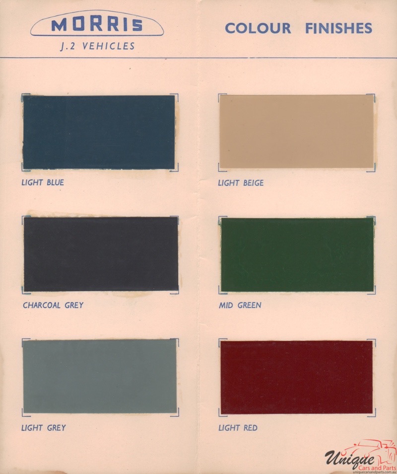 1960 Morris J2 Corporate Paint Charts 1